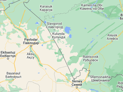 Map showing location of Klyuchi (52.26667, 79.16667)