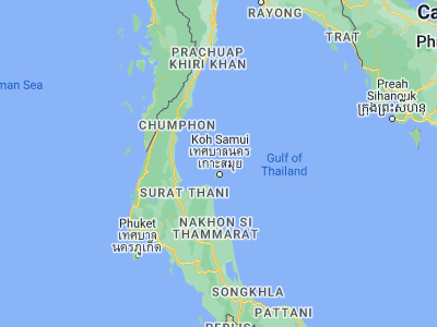 Map showing location of Ko Pha-Ngan (9.71945, 99.99511)
