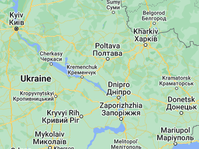 Map showing location of Kobelyaky (49.14892, 34.19653)