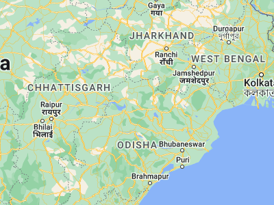Map showing location of Kochinda (21.73333, 84.35)