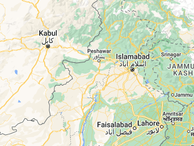 Map showing location of Kohāt (33.58196, 71.44929)