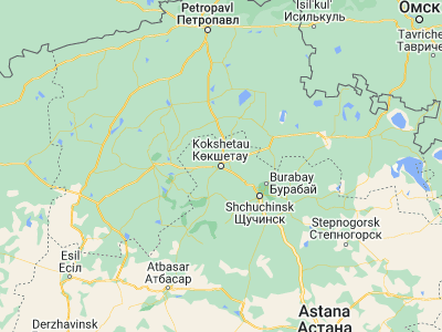 Map showing location of Kokshetau (53.28244, 69.39692)
