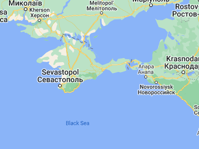 Map showing location of Koktebel’ (44.96154, 35.2466)