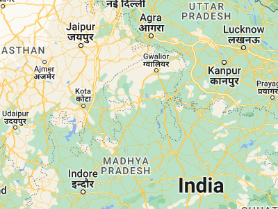 Map showing location of Kolāras (25.21942, 77.61179)