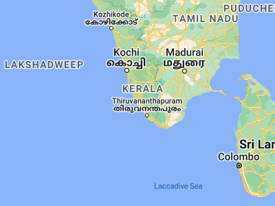 Map showing location of Kollam (8.88056, 76.59167)