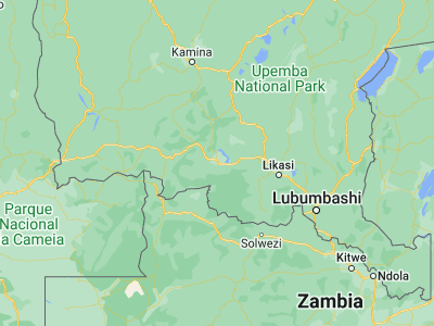 Map showing location of Kolwezi (-10.71484, 25.46674)