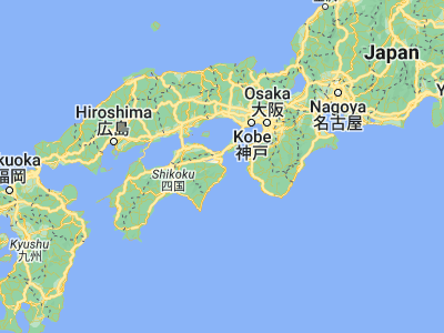 Map showing location of Komatsushima (34, 134.58333)