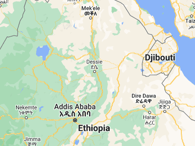 Map showing location of Kombolcha (11.08155, 39.74339)