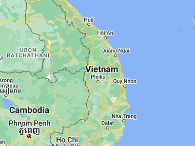 Map showing location of Kon Tum (14.35, 108)