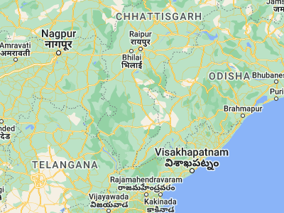 Map showing location of Kondagaon (19.6, 81.66667)