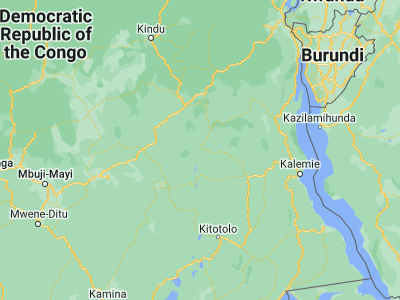Map showing location of Kongolo (-5.38532, 27.00028)