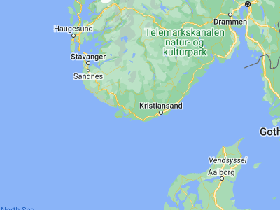 Map showing location of Konsmo (58.28529, 7.35598)