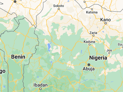 Map showing location of Kontagora (10.39989, 5.46949)