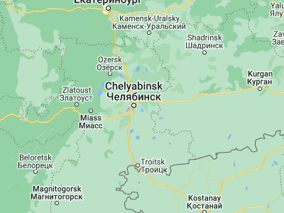 Map showing location of Kopeysk (55.131, 61.6792)
