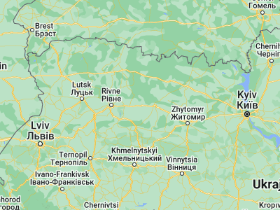 Map showing location of Korets (50.61654, 27.16055)