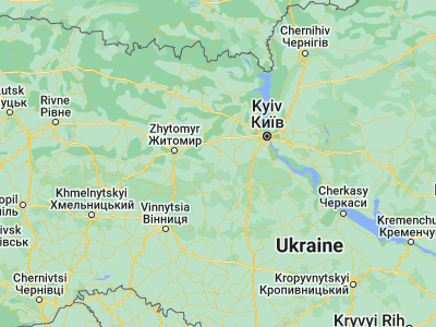 Map showing location of Kornyn (50.0953, 29.53581)