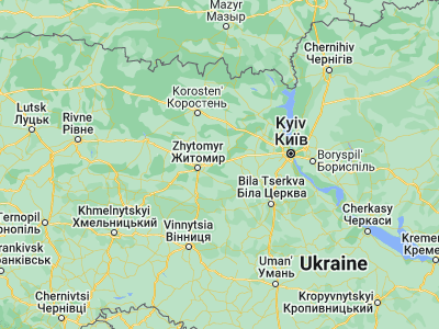 Map showing location of Korostyshiv (50.31723, 29.0563)