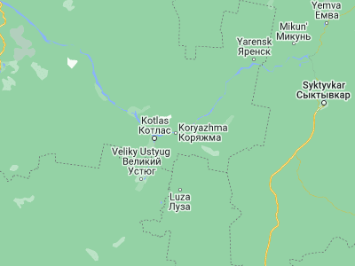 Map showing location of Koryazhma (61.31433, 47.16914)