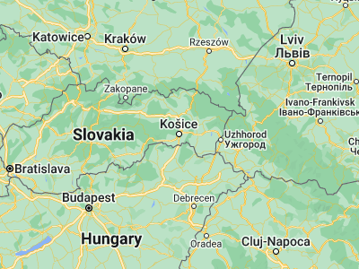 Map showing location of Košice (48.71395, 21.25808)