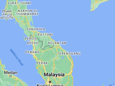 Map showing location of Kota Bharu (6.13328, 102.2386)