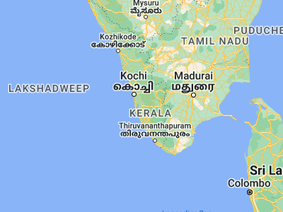 Map showing location of Kottayam (9.58333, 76.51667)