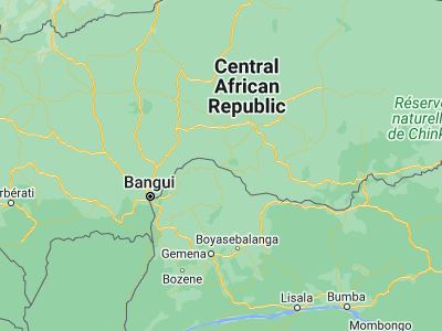 Map showing location of Kouango (4.99337, 19.96186)