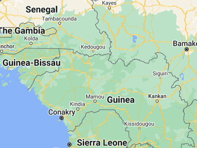 Map showing location of Koubia (11.58333, -11.9)