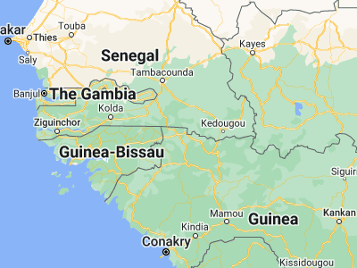 Map showing location of Koundara (12.48333, -13.3)