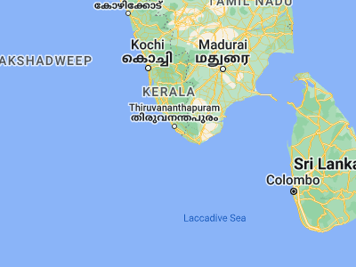 Map showing location of Kovalam (8.36667, 76.99667)