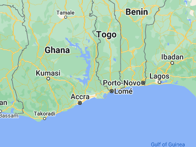 Map showing location of Kpalimé (6.9, 0.63333)