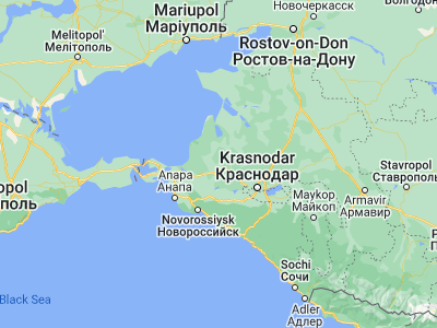 Map showing location of Krasnoarmeyskaya (45.36614, 38.21171)