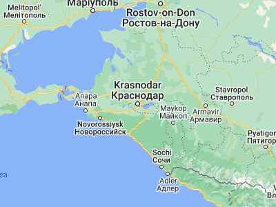 Map showing location of Krasnodar (45.0488, 38.9725)