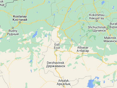 Map showing location of Krasnogorskīy (52.24474, 66.52434)
