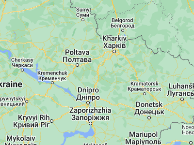 Map showing location of Krasnohrad (49.3814, 35.44021)