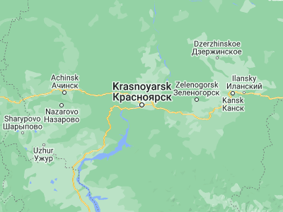 Map showing location of Krasnoyarsk (56.0091, 92.8628)