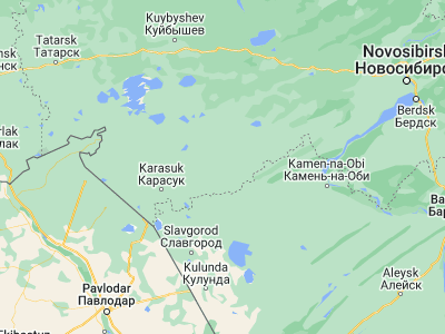 Map showing location of Krasnozërskoye (53.98277, 79.23735)