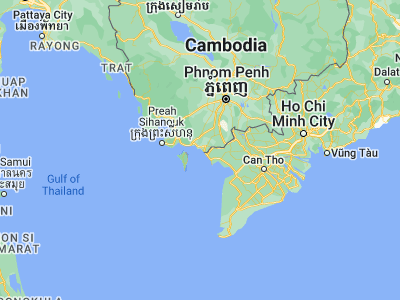 Map showing location of Krŏng Kêb (10.4829, 104.31672)