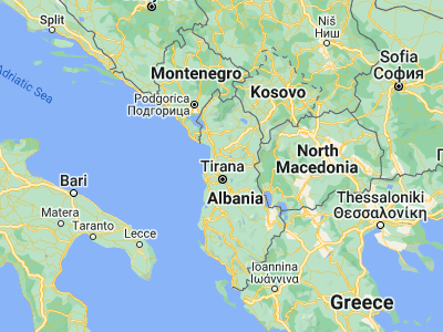 Map showing location of Krujë (41.50917, 19.79278)
