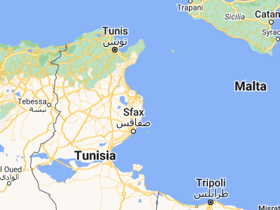 Map showing location of Ksour Essaf (35.41808, 10.99475)