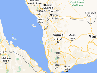 Map showing location of Ku‘aydinah (15.82104, 43.3372)