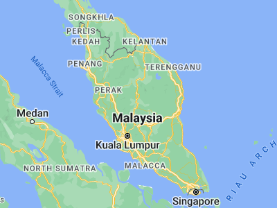 Map showing location of Kuala Lipis (4.1842, 102.0468)