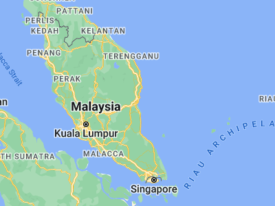Map showing location of Kuantan (3.8077, 103.326)