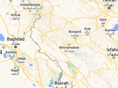 Map showing location of Kūhdasht (33.53335, 47.60999)