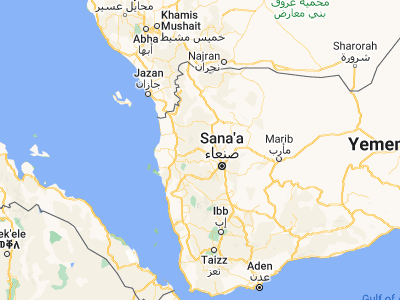 Map showing location of Kuḩlān ‘Afār (15.73309, 43.71902)