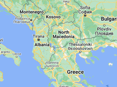 Map showing location of Kukurečani (41.09556, 21.32556)