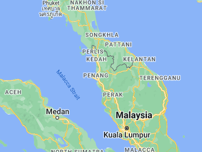 Map showing location of Kulim (5.36499, 100.56177)