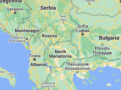 Map showing location of Kumanovo (42.13222, 21.71444)