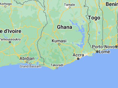 Map showing location of Kumasi (6.68848, -1.62443)