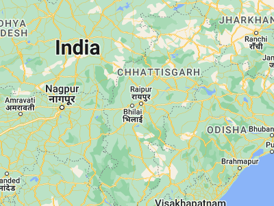 Map showing location of Kumhāri (21.26667, 81.51667)