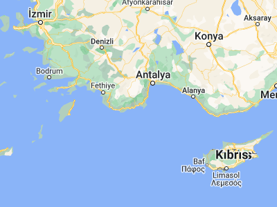 Map showing location of Kumluca (36.37028, 30.28694)
